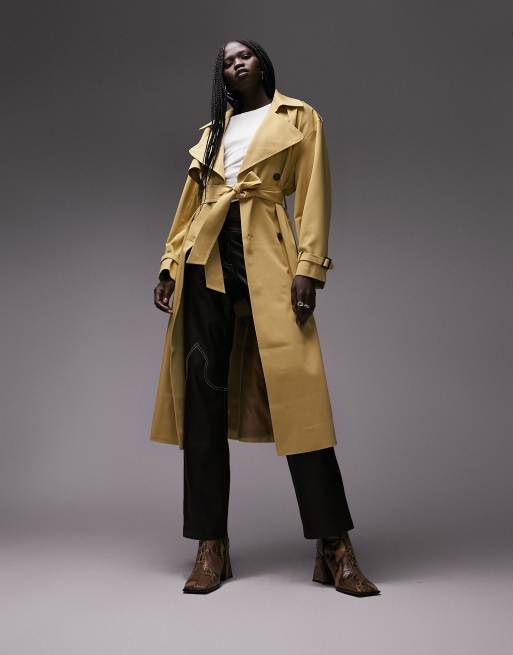 Topshop oversized soft classic trench in ochre