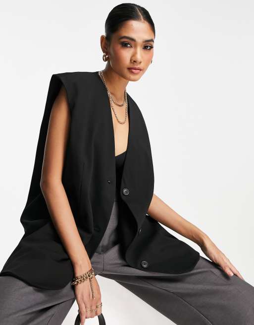 Topshop - Oversized sort blazer uden ærmer