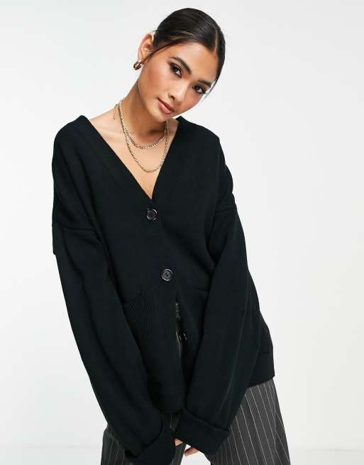 Topshop - Oversized strikket cardigan i sort
