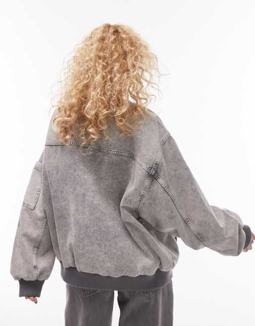 Grey cotton 2025 bomber jacket