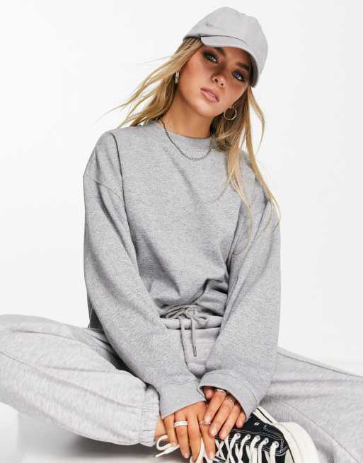 Topshop oversized sweat in gray heather