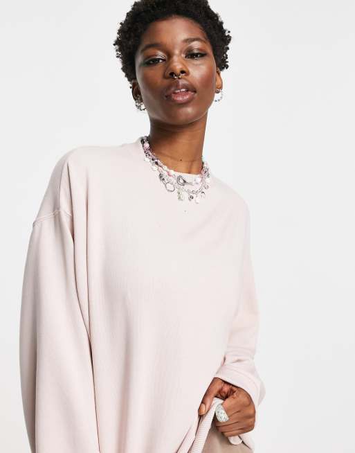 Topshop oversized sweat in light pink, 3 of 4