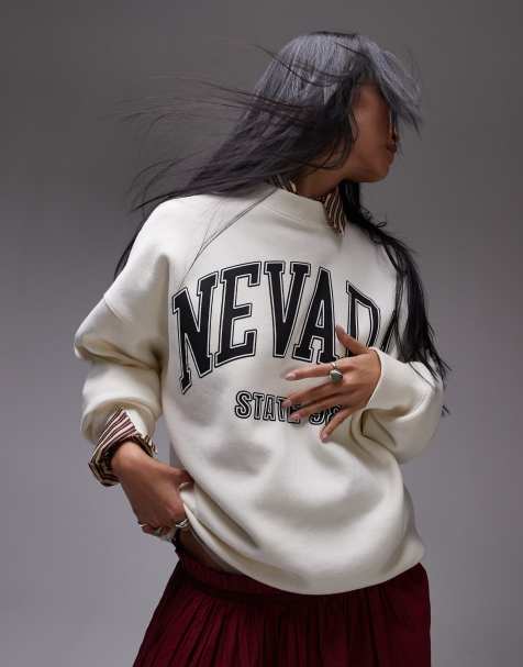 Topshop - Oversized sweater met print in ecru - view 1