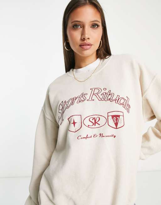 Topshop Oversized sweater met Sports Rituals print en vintage