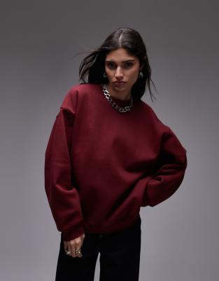 oversized sweatshirt in burgundy-Red