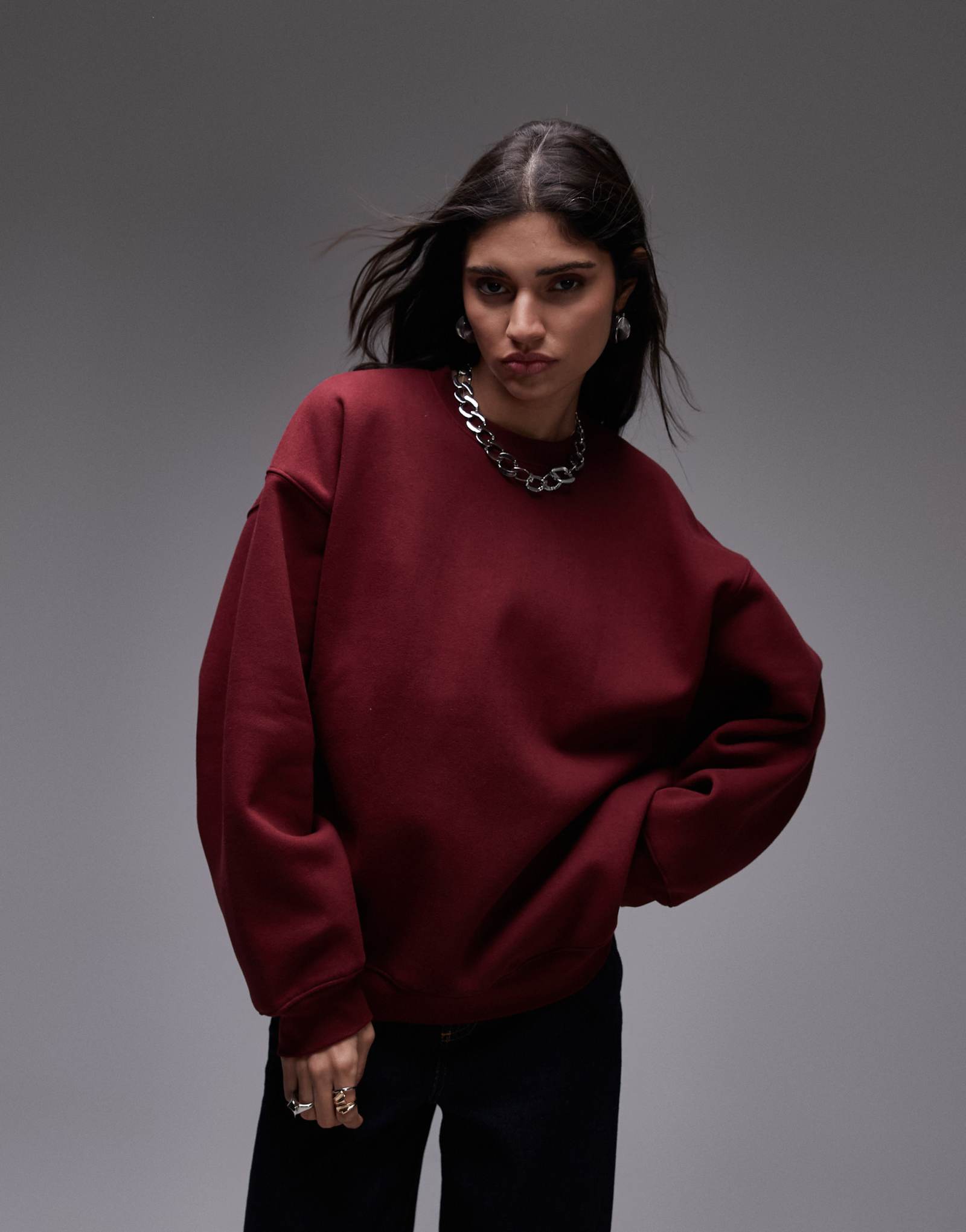 Толстовка оверсайз от Topshop бордового цвета