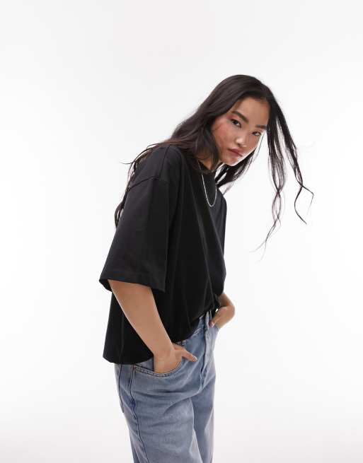 Topshop - Oversized T-shirt i sort