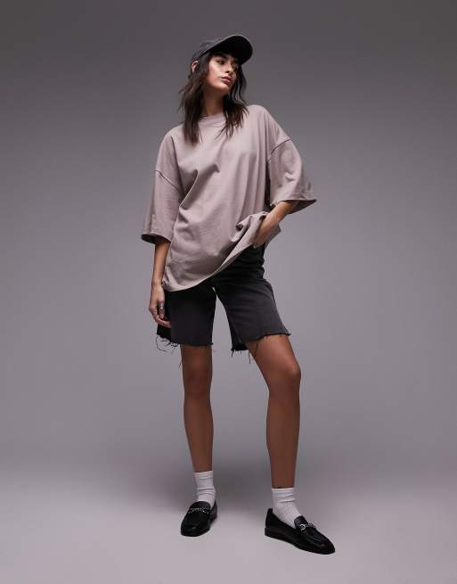 Topshop - Oversized t-shirt med sænkede skuldre i rosapink vask