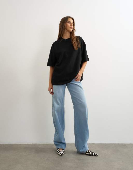 Topshop - Oversized T-shirt med sænkede skuldre i sort, 2 af 4