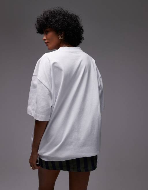 Topshop - Oversized T-shirt met bolle New York-print in wit, 4 van 4