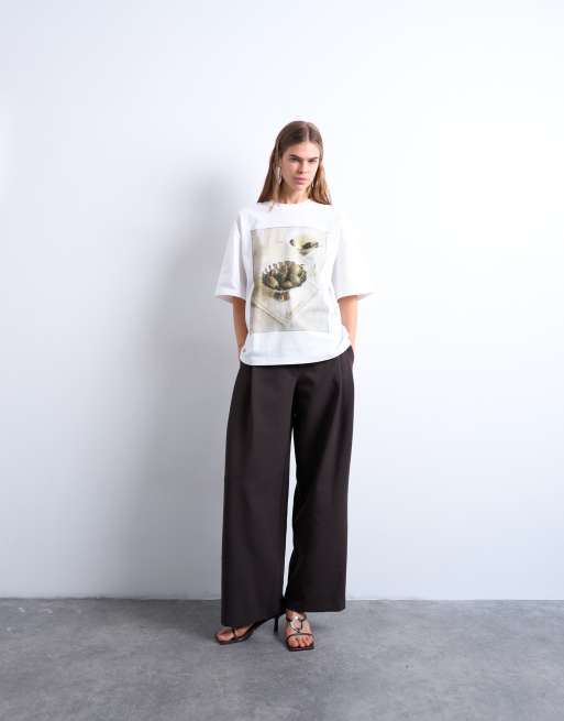 Topshop - Oversized T-shirt met grafische martini-print in ivoorwit, 2 van 4