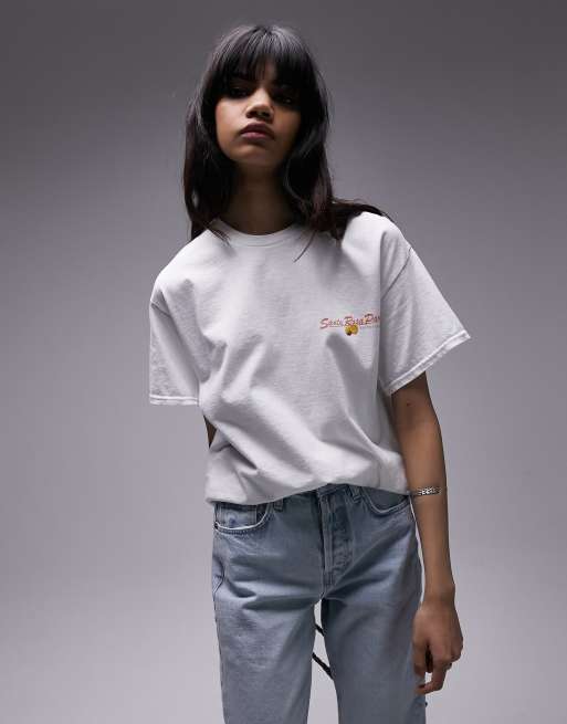 Topshop Oversized T shirt met grafische vintage Santa Rosa print