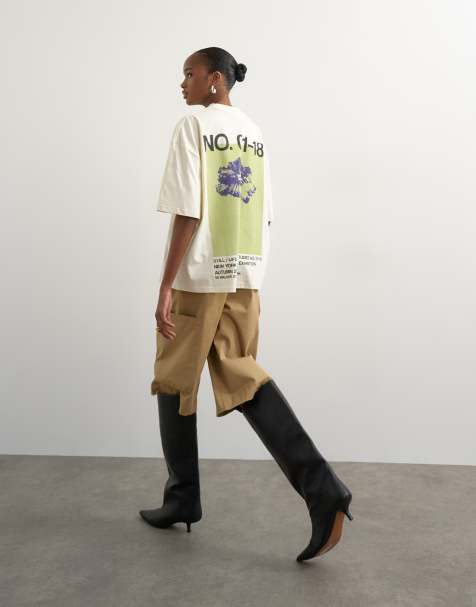 Topshop oversized T-shirt met 'No. 1'-print in ecru - view 1