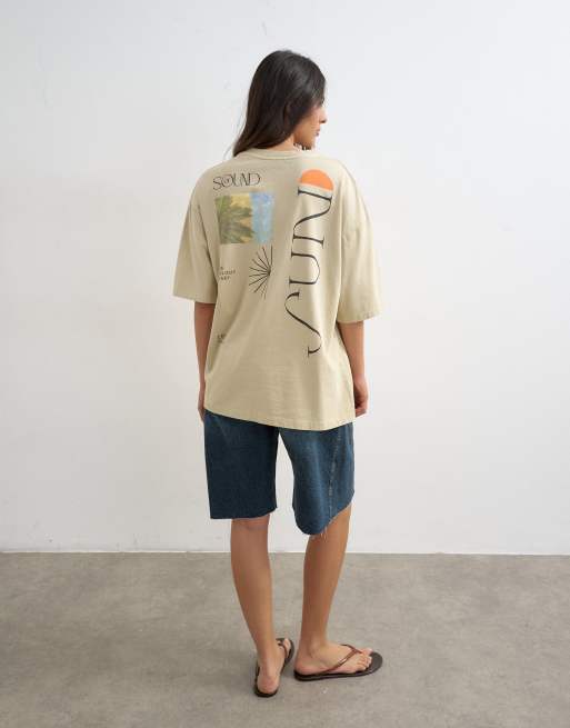 Topshop - Oversized T-shirt met 'Sun Drenched'-print in multi, 2 van 4