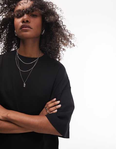 Topshop - Oversized T-shirt met verlaagde schouders in zwart - view 1
