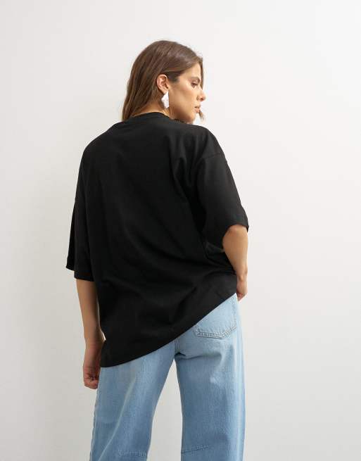 Topshop - Oversized T-shirt met verlaagde schouders in zwart, 3 van 4