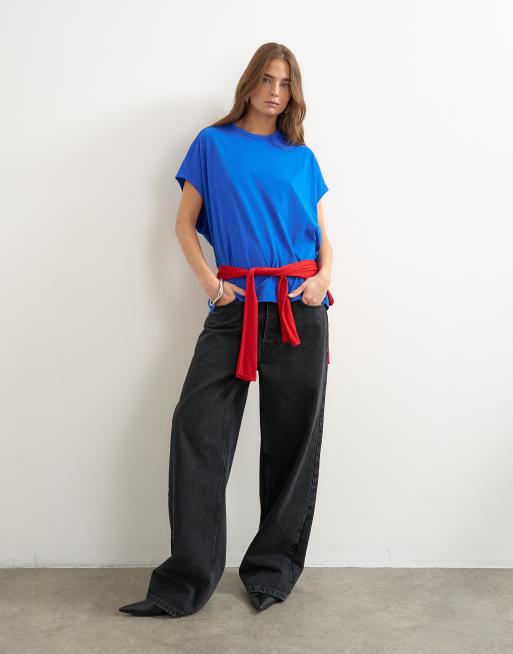 Topshop oversized tank circle tee in colbalt, 2 of 4