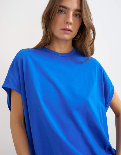 Topshop oversized tank circle tee in colbalt, 4 of 4