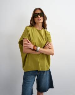Oversized tank circle tee in olive
