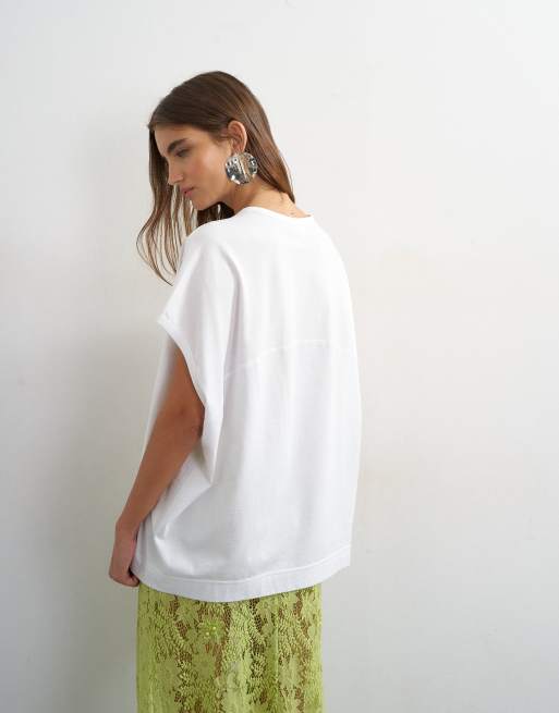 Topshop oversized tanktop med rund hals i hvid, 4 af 4
