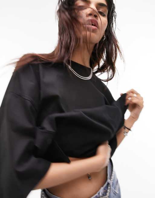 Topshop oversized tee in black
