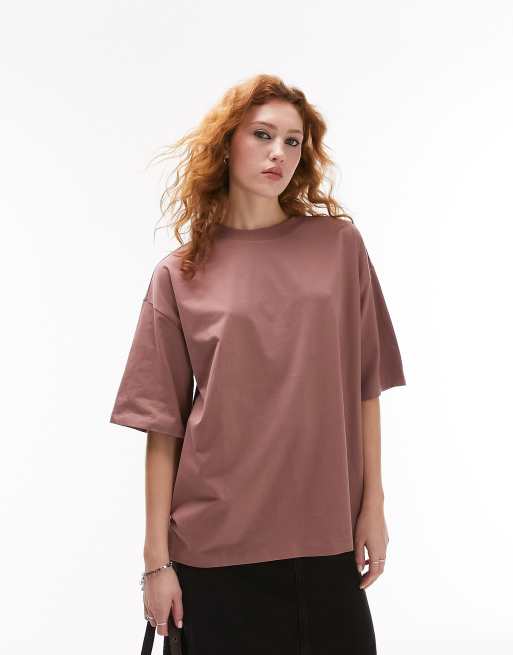 Topshop oversized tee in mauve