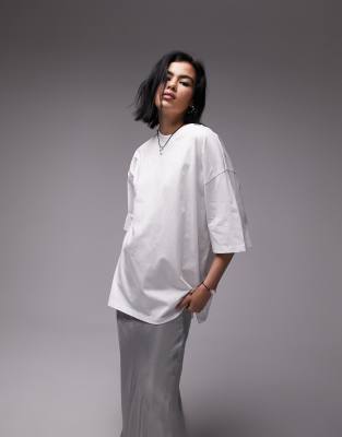 Topshop Oversized Tee In White In White