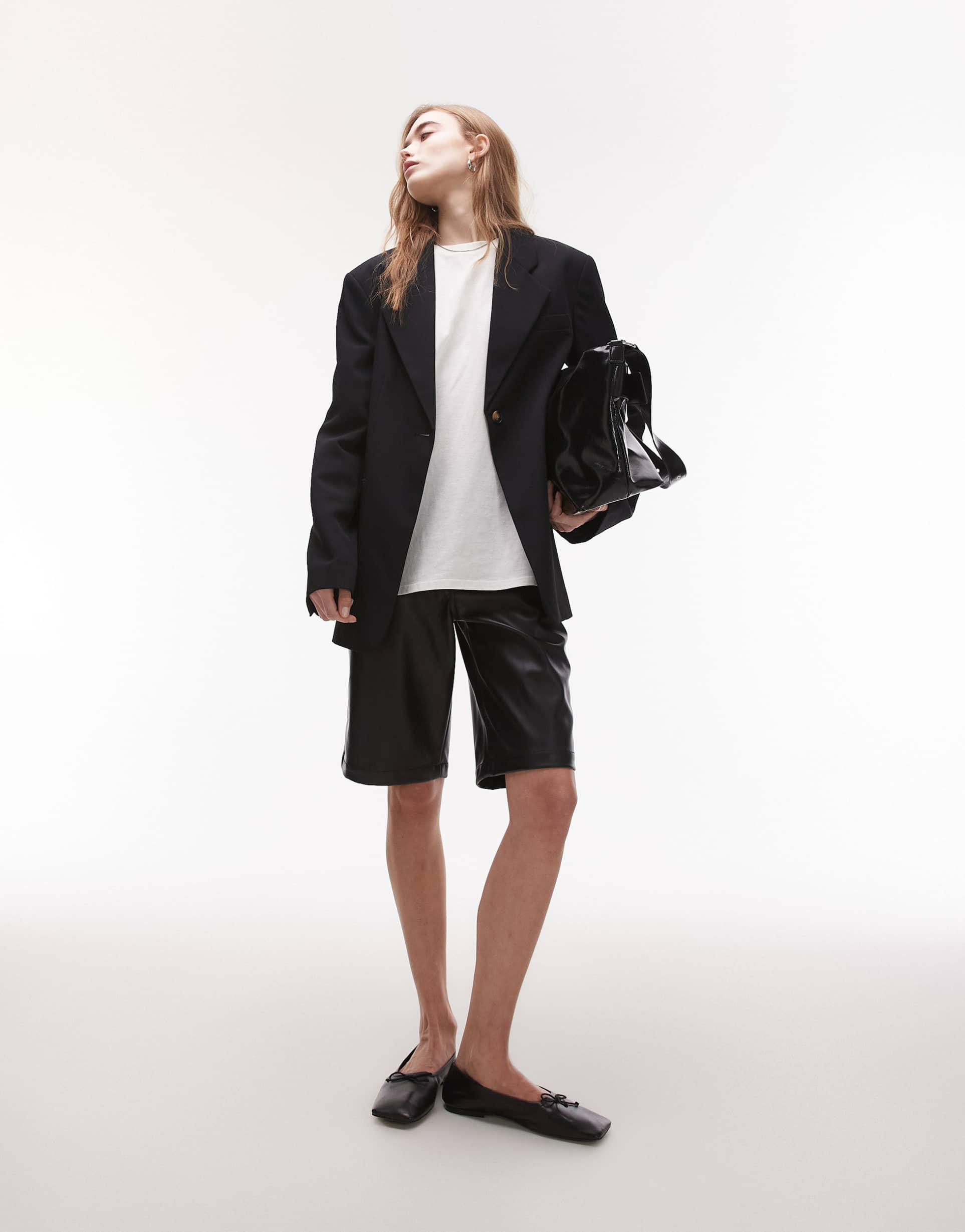 topshop oversized throw on blazer in black