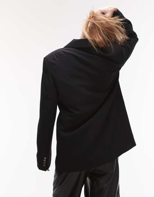 Topshop oversized throw on blazer in black