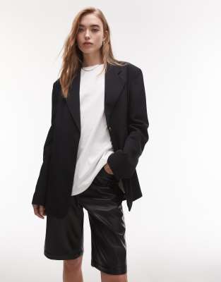 Topshop oversized throw on blazer in black