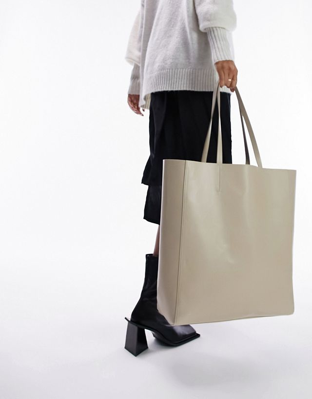 Topshop oversized tote in off white