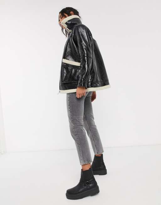 Topshop vinyl hot sale puffer jacket