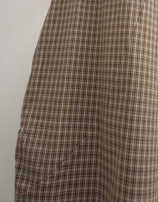 Topshop ovoid mid length pant in brown check, 4 of 5