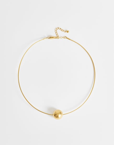 Topshop Ozzie - collar de acero inoxidable impermeable en dorado cepillado - view 1