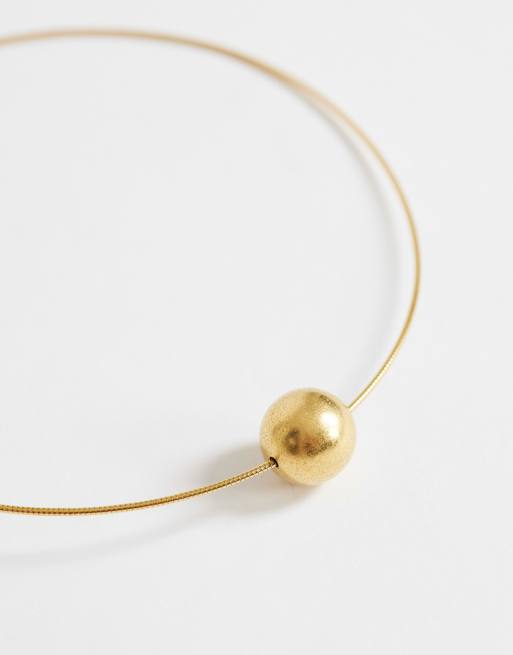 Topshop Ozzie - collar de acero inoxidable impermeable en dorado cepillado, 2 de 4