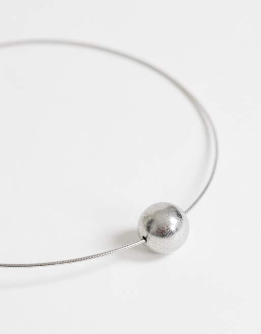 Topshop Ozzie waterproof stainless steel necklace in silver brushed, 2 of 4