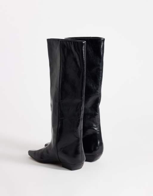 Topshop Pablo bottes western à enfiler en cuir véritable noir, 4 de 4