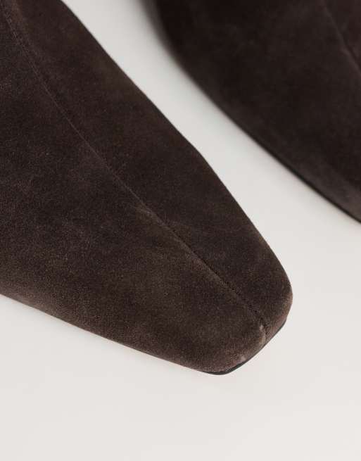 Topshop Pablo real leather slim western boot in chocolate, 4 of 4