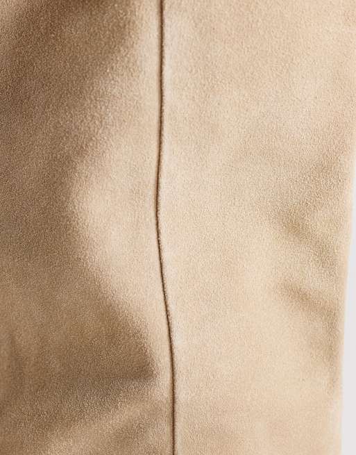 Topshop Pablo real suede slim western boots in taupe, 3 of 4