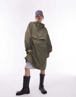Topshop pac a mac raincoat in khaki