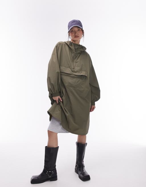 Topshop pac a mac rain coat in khaki ASOS