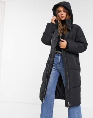 black padded coat with hood