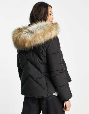 Ursula black padded outlet faux fur hooded coat