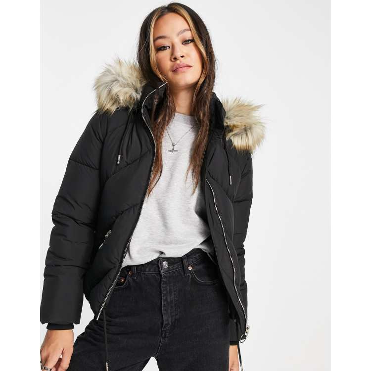 Black womens discount parka with hood