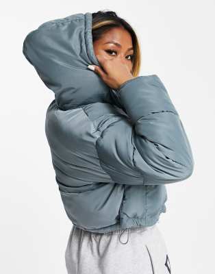 blue cropped puffer