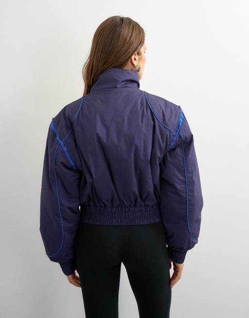 Topshop padded funnel neck jacket with contrast binding in blue, 4 of 4