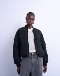 [Topshop] Topshop padded hybrid bomber jacket in black M black