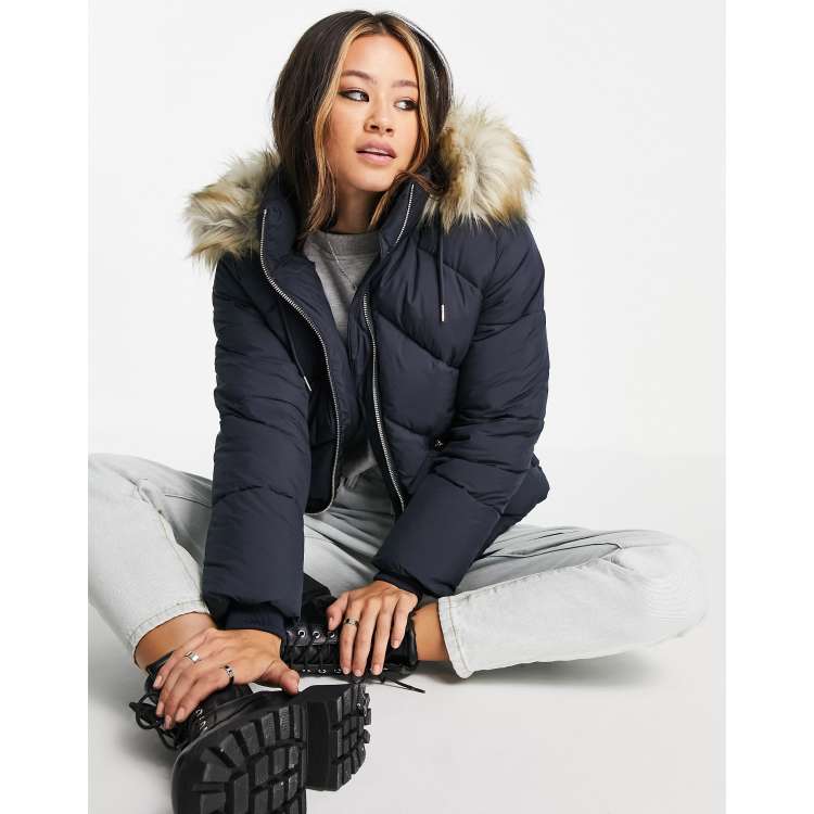 Womens Navy Padded Jacket With Hood | lupon.gov.ph