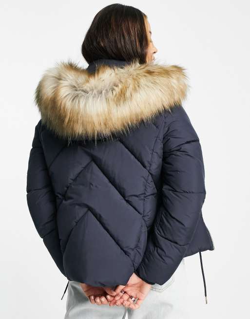 Navy coat hot sale fur hood