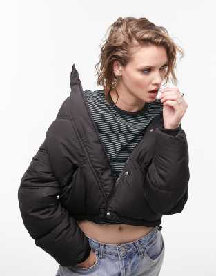 Topshop Padded Puffer Jacket In Black ModeSens